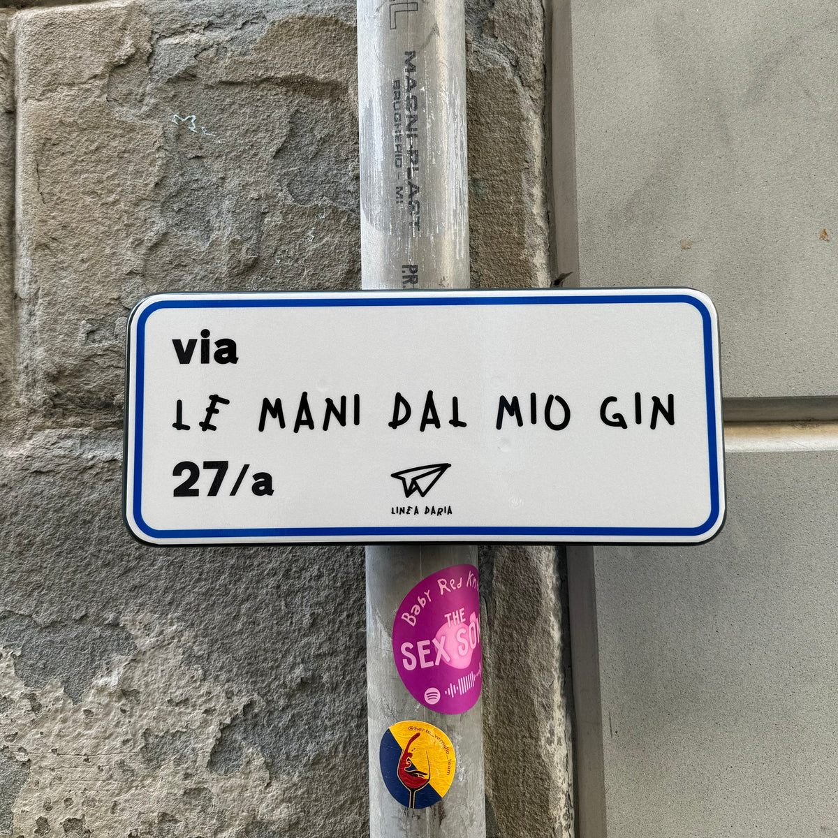 Cartello Via le mani dal mio gin - Linea Daria