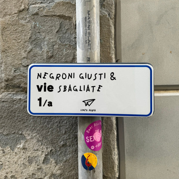Cartello Negroni giusti e vie sbagliate - Linea Daria 